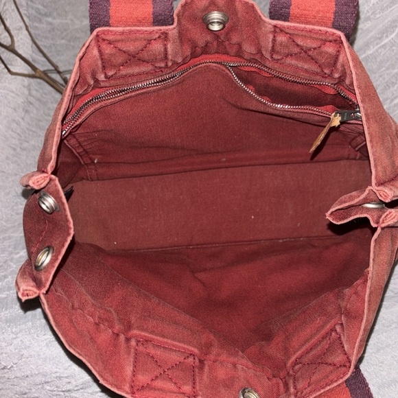HERMES Fourre tout canvas red navy tote authentic - Picture 12 of 16